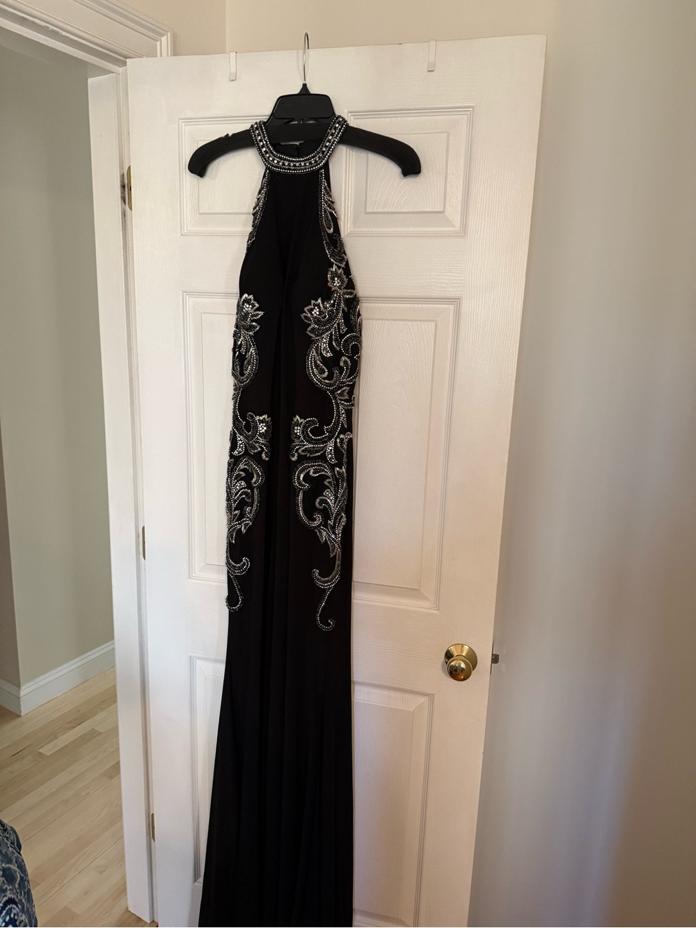 Vienna Prom Black Beaded Halter Gown
